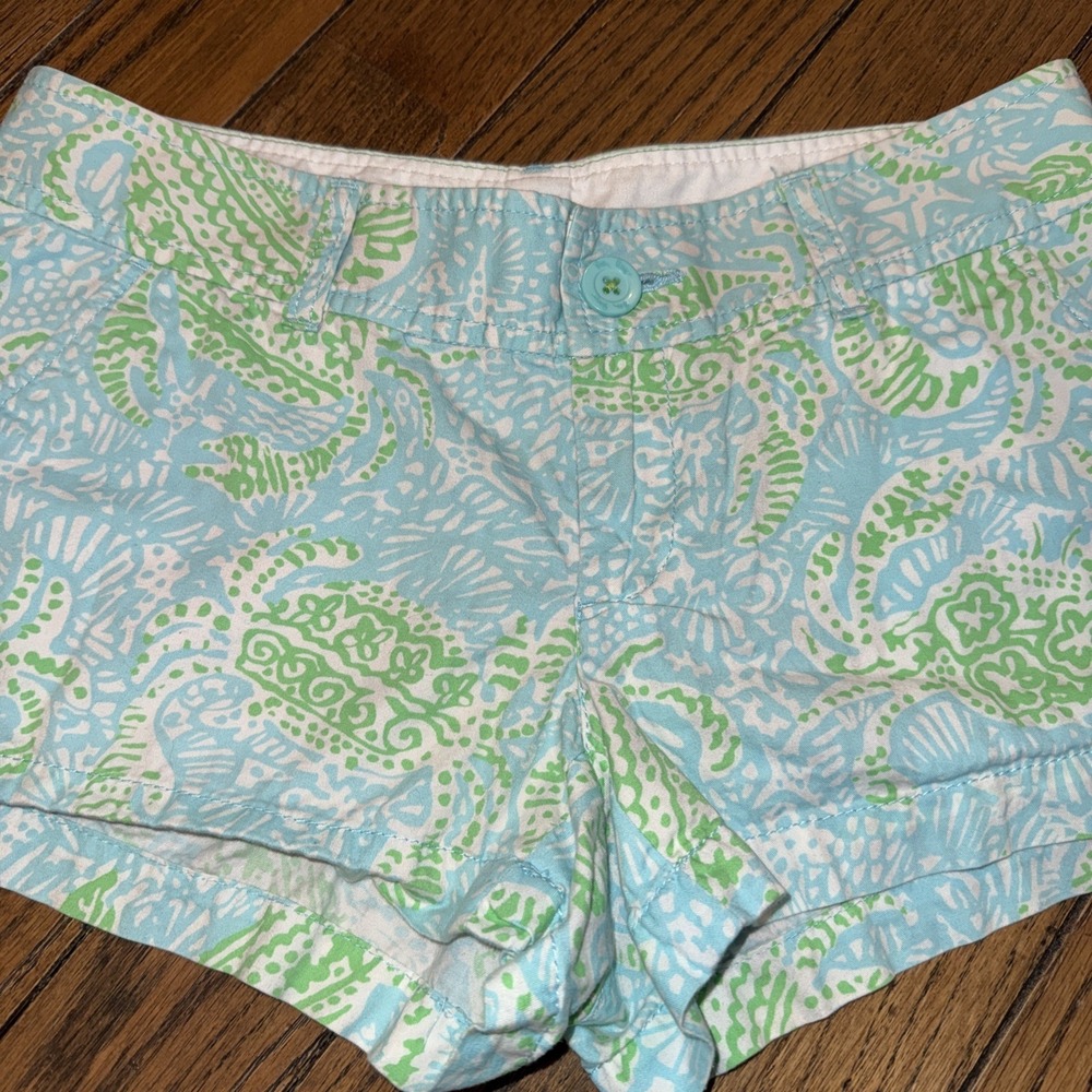 Lilly‎ Pulitzer The Walsh Short Size 4 Get Crackin Crab Blue Green 3" Inseam